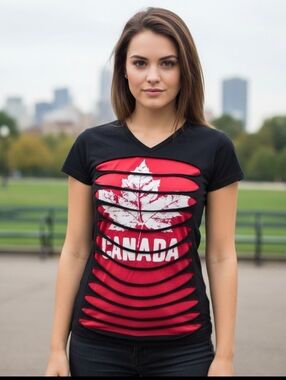 Black and Red Women's Short Sleeve Tee